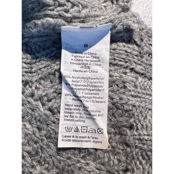 J. Crew Sweater Pointelle Cable Knit Pullover Chunky Slouchy Fisherman Gray - Picture 5 of 5